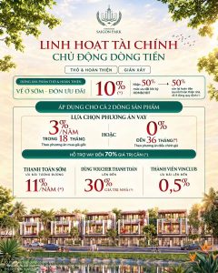 Chính sách tài chính Vinhomes Saigon Park: ưu đãi Về ở sớm 10%, vay tới 70%, lãi suất từ 3%/năm