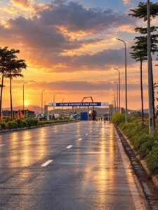 Đường nội khu dự án Vinhomes King Park lúc hoàng hôn