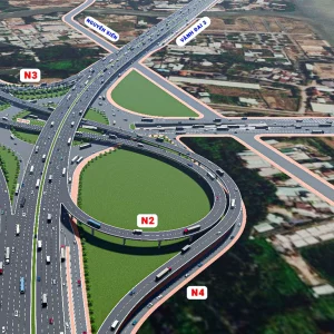Phối cảnh nút giao Gò Công trên Quốc lộ 22 kết nối Vành đai 3